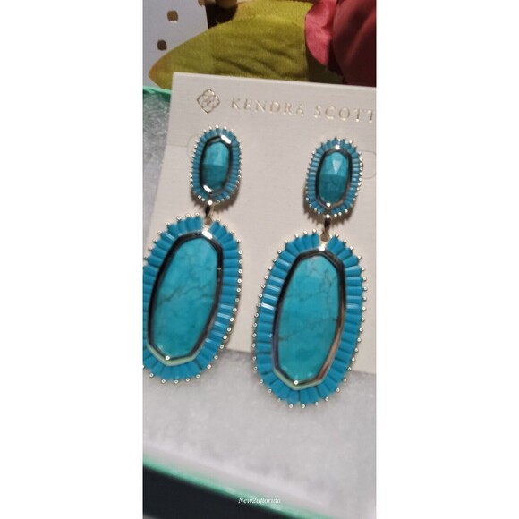 Vintage Kendra Scott Kaki Earrings Turquoise - Picture 5 of 14
